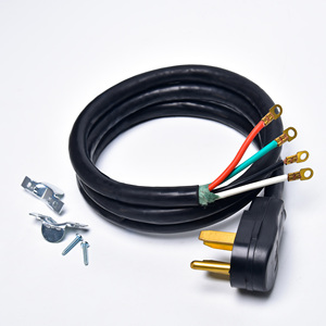 30A 4ピン Nema 14-30P ドライヤー電源コード 3/10AWG SRDTケーブル 240V PVC銅リングエンド 4-6フィート 交換用延長コード - Product Image 1