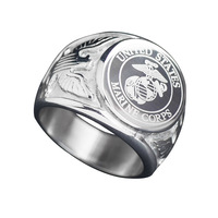 Bagues Chevalières Personnalisées en Acier Inoxydable avec Écusson Aigle Américain pour Hommes – Bijoux Militaires Patriotiques pour l'Armée, la Marine, le Corps des Marines et l'Aviation