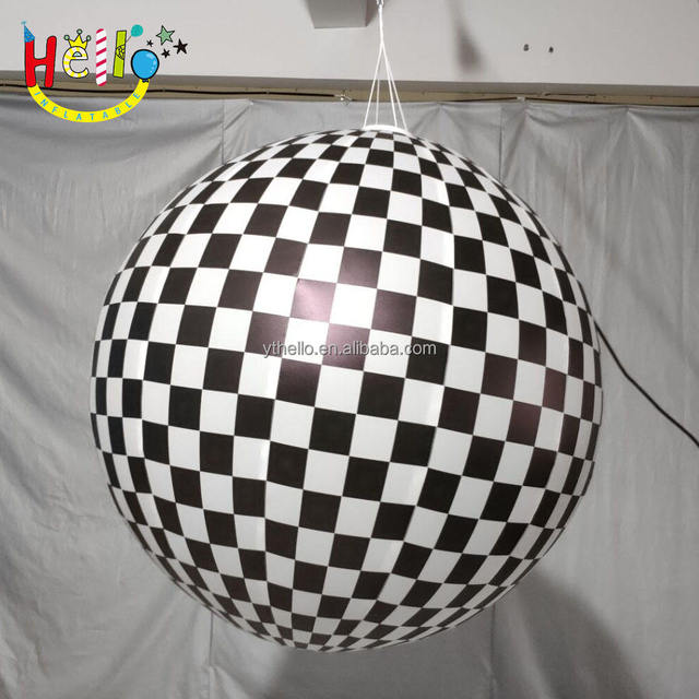 Party Event Night Decoration Black Whiter Wave Point Balloon LED Inflatable Hanging Disco Ball