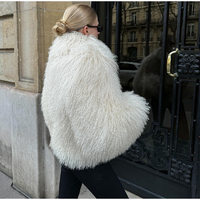 Manteaux en Véritable Fourrure de Mouton de Luxe, Manteau Court Hiver Tricoté pour Femme, Veste en Fausse Fourrure d'Agneau de Mongolie, Couleur Personnalisée, Support Échantillon