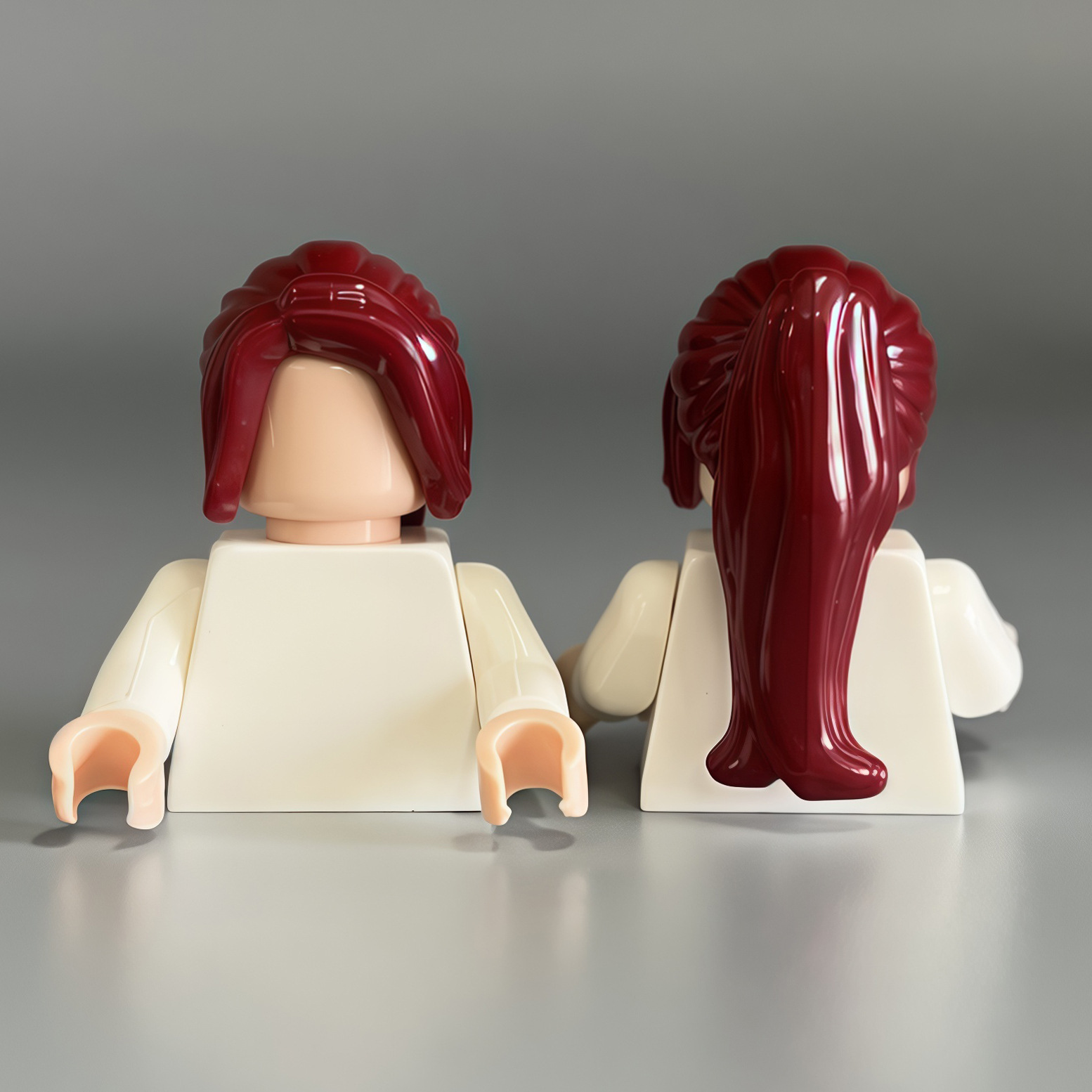 88426-high ponytail long hair-wine red