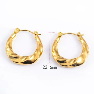 Pendientes de aro gruesos de acero inoxidable para mujer, estilo minimalista, que no se desvanecen, joyería de moda - Product Image 4