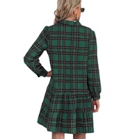 Robe courte à boutons à carreaux classique européenne, long manteau cardigan pour femmes