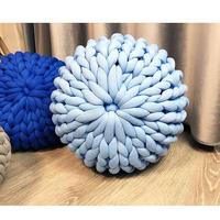 Pouf décoratif en coton doux tricoté en tube, coussin en forme de citrouille, coussin en tricot épais pour la décoration de la maison, lit et canapé