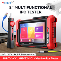 NOYAFA Testeur de caméra CCTV IPC haute précision 8 pouces 8MP AHD CVI TVI SDI pour entrée/sortie, moniteur de sécurité, traceur de câbles DC