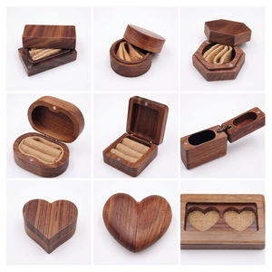 Eco-Friendly linen Slot Engagement <b>Ring</b> Holder Wooden <b>Ring</b> <b>Box</b> Wedding <b>Ring</b> Storage <b>Box</b> with Magnetic Lid for Jewelry Display - Product Image 1