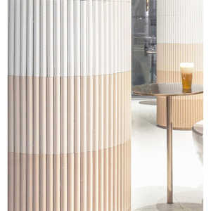 Barra de azulejo de cerámica para dedo crema de 25*300mm, azulejo de porcelana estriado curvo frontal hecho a mano, Pub, metro, vestíbulo, decoración de paredes - Product Image 1