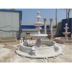 Fabrika kaynağı sanat el oyma bahçe dekoratif açık 3 katmanlı taş mermer taş su çeşmesi satılık