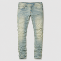 Jeans skinny pour homme, bleu clair, denim délavé, coupe slim, streetwear, jeans de créateur, haute qualité, vente en gros, sur mesure, OEM, ODM