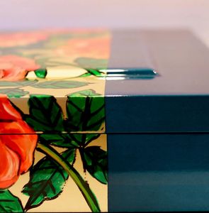 Luxury Decorative Lacquer <b>Box</b> with Crackle Texture and Gold Frame Stylish Storage for Jewelry <b>Keepsake</b> and Gifts - Product Image 3