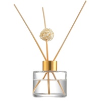 Bouteille en verre vide personnalisée de 100 ml et 200 ml avec bouchon à vis doré pour diffuseur de parfum d'ambiance à bâtonnets