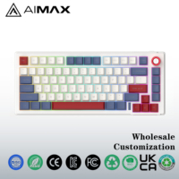 Clavier de jeu sans fil 2,4 G / Bluetooth / filaire, trois modes, clavier RGB, clavier de bureau silencieux, 79 touches, 1 bouton rotatif, pour PC portable