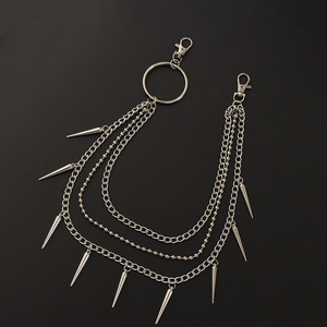 Cadena de cintura con puntas de varias capas estilo Hip Hop Punk para hombres y mujeres, cadena decorativa para pantalones de moda urbana, accesorio de aleación de zinc. - Product Image 4