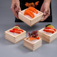 Boîte à sashimi japonaise en bois de qualité supérieure, mini-boîte carrée Masu pour servir des fruits de mer, plateau de présentation de sushi avec joint en bois, logo personnalisé