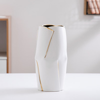 Vase de table en céramique électro-plaquée de luxe nordique de style rock oriental, pot de fleurs hydroponique, décoration de salon