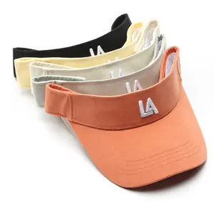 Wholesale Adjustable Outdoor Simple letter embroidery curved Sublimation Visor Beach Sun Cap Visor Hats with Custom Logo