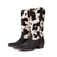 Soldes Exceptionnelles en Ligne : Bottes de Cowboy Western pour Femme, Personnalisables en Usine, Motifs Animaux Mexicains, Mi-Mollet, Talons Épais, Cuir de Vache, Idéales pour les Fêtes