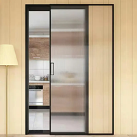 Système de porte coulissante en verre pour chambre à coucher, finition aluminium moderne, avec isolation acoustique, installation hydraulique latérale