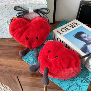 Jelly <span class=keywords><strong>Ca</strong></span> Amuseablesハート型赤いぬいぐるみおもちゃシングルショルダークロスボディラブバッグOPPバッグパック - Product Image 3