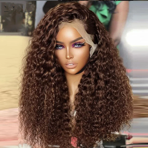 Wig Rambut Asli HD Cokelat Tua 13x4 Body Wave Lace Front Wig Brasil  Lace Frontal Wig Wanita Remy Berwarna - Product Image 4