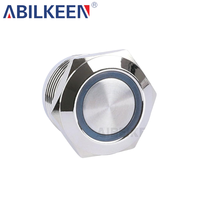 Interrupteur à bouton-poussoir métallique momentané éclairé 1NO, 19 mm, robuste, 250 V, étanche IP65, pour applications automobiles et appareils électroménagers