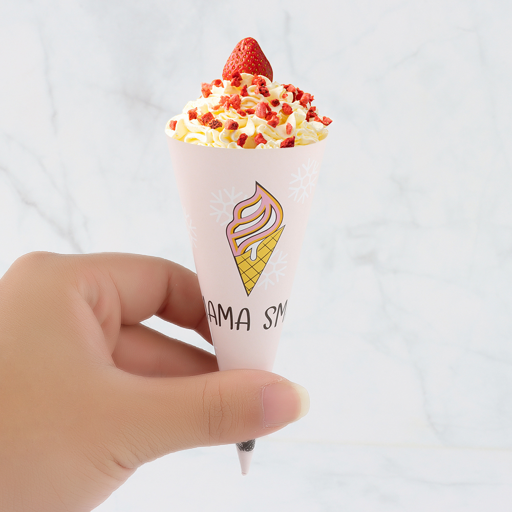 disposable wholesale custom printed paper ice cream cone sleeve waffle cone cups packaging with logo