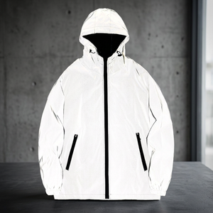 <b>Men's</b> <b>White</b> Hooded Puffer <b>Jacket</b> Windproof Casual Zipper Closure Polyester Filling Winter Coat - Product Image 2