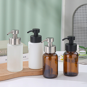 Distributore di schiuma di Mousse di vetro di colore personalizzato con pompe in acciaio inossidabile per bottiglia di schiuma di vetro smerigliato - Product Image 4