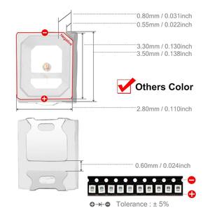 100 adet 2835 SMD <span class=keywords><strong>LED</strong></span> ışık yayan diyot lamba çip ışık boncuk sıcak soğuk beyaz kırmızı yeşil mavi sarı renk mikro DIY PCB SMT ampul - Product Image 2