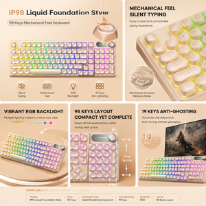 Furycube คีย์บอร์ดสำหรับเล่นเกมแบบกลไก IP98 98ปุ่มพร้อมหน้าจออัจฉริยะและลูกบิด PBT RGB แบบ double-shot ถอดได้ <span class=keywords><strong>PC</strong></span> /<span class=keywords><strong>mac</strong></span> - Product Image 2