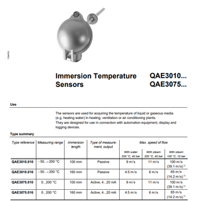 Capteur de température immergé en acier inoxydable QAE3010.010 pour tuyaux d'eau, sortie PT100, IP65, -50°C à 200°C, facile à installer pour CVC - Product Image 5