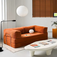 Sofá de Compresión al Vacío Estilo Japonés, Dos Plazas, para Sala de Estar, Apartamento Pequeño, Diseño Recto, Sin Estructura, Funda de Franela, Esponja de Alta Densidad