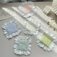 Joli set de table/sous-verre carré réutilisable fait main avec dentelle, couleur unie, petit format, multi-usage pour mariages, restaurants, cafés