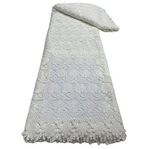 Tissu en dentelle française soluble dans l'eau de luxe blanc fantaisie avec des paillettes, broderie, matériau pour accessoires de robe de mariée - Product Image 5