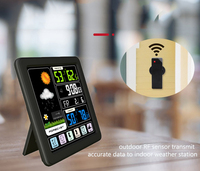 Écran tactile usb chargeant les piles jetables station météo automatique réveil de table en bois avec capteur extérieur