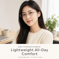 Lunettes anti-lumière bleue semi-titane, monture ovale complète, lunettes optiques, lunettes de lecture pour ordinateur, OEM, vente en gros personnalisée