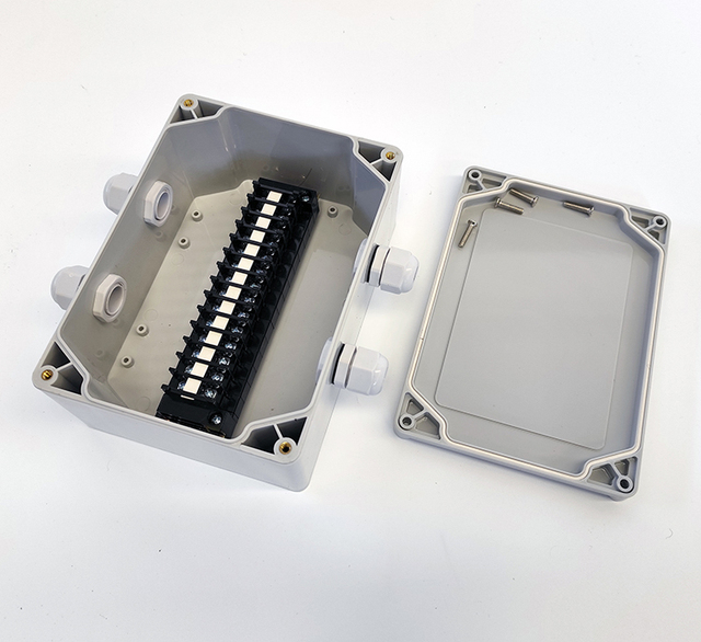 PW108S-TBR10A-14P 180 * 130 * 82 mm Electrical ABS Plastic Junction Box Distribution Box with Terminal Block