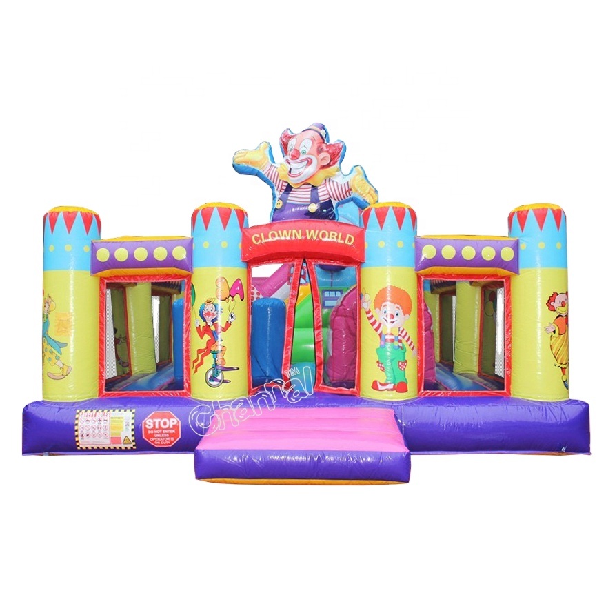Funny circus theme inflatable combo playground obstacle