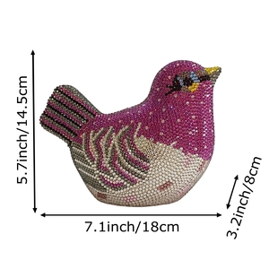 Women <b>Cute</b> Bird Rhinestones Evening Bag Glitter Crystal Clutch <b>Purse</b> Detachable Chain Handbag for Vacation Christmas - Product Image 3