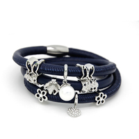 Bracelet de perles breloque en cuir couche de bijoux en acier inoxydable vente en gros cadeaux d'amour sans fin pour les femmes