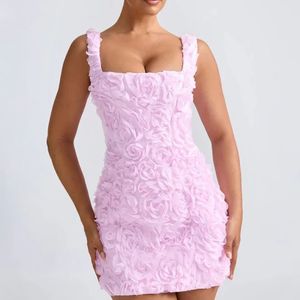 Nouvelle Robe Moulante Sexy Sans Dos Plissée à Col Carré et Motifs Floraux pour Femme, Sans Manches, Lavable, Taille Haute, Couleur Unie, Mini Robe de Soirée - Product Image 2