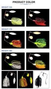 6 couleurs de haute qualité multicolore Buzzbait Spinnerbait Bass <span class=keywords><strong>Chatterbait</strong></span> Blade <span class=keywords><strong>Leurre</strong></span> de pêche avec lames de feuilles de saule - Product Image 4