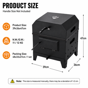 <span class=keywords><strong>Barbecue</strong></span> portable au charbon de bois avec couvercle four à pizza, fourneau de camping extérieur avec thermomètre et pierre à pizza - Product Image 6