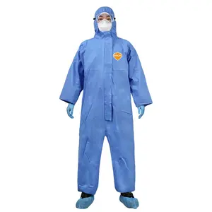 Breathable Moisture Permeable Safety Clothing 4-Layer Non Woven Fabric Protective Coverall