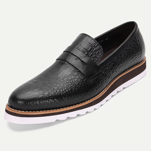 2025 scarpe Casual da uomo in pelle di vacchetta in pelle di coccodrillo goffrato Penny mocassini fatti a mano Cross-border scarpe da uomo fornitura diretta in fabbrica - Product Image 1