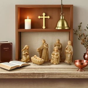 Sculpture de mangeoire à chevaux en résine, 10 pièces, art peint à la main, thèmes de la musique féerique, de l'amour, pour la commémoration de Jésus-Christ - Product Image 4