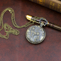 Montre de poche en bronze du zodiaque chinois, antique, 12 signes du zodiaque, rétro, gravure tridimensionnelle, montre à quartz avec animaux