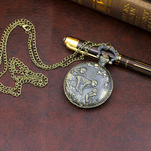 중국어 조디악 청동 포켓 시계 골동품 12 조디악 포켓 시계 레트로 입체 조각 동물 석영 시계 - Product Image 6