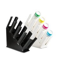 Support de rangement multifonctionnel noir Goodman BA3025 pour couvercles de gobelets à café en plastique à 4 compartiments et distributeur de gobelets en papier pour comptoir de bar