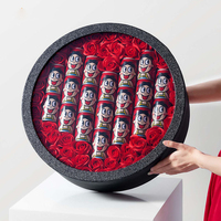 Boîte cadeau surdimensionnée en carton recyclé pour roses, avec gaufrage, revêtement UV, laminage mat, design rond en 3 parties pour fleurs